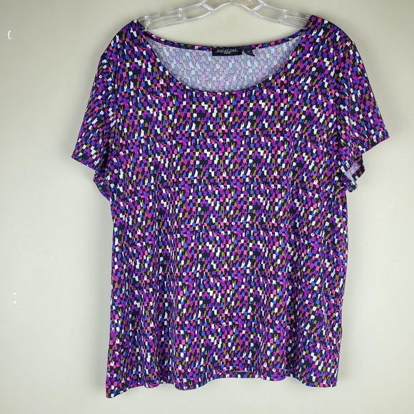 Notations Tops - Notations Multicolored Short Sleeve Top - Size 1X